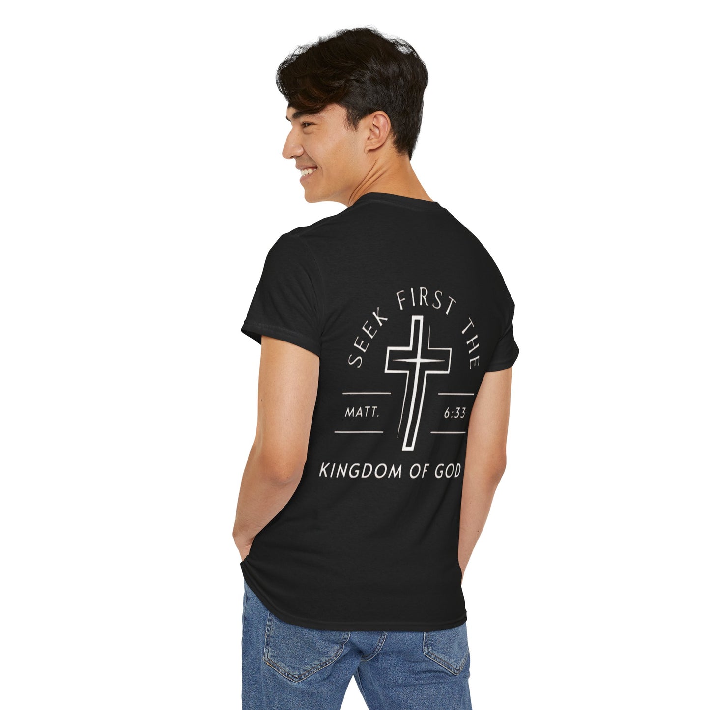 Christian Cross T‑Shirt — "God First" Faith Tee (Kingdom of God)