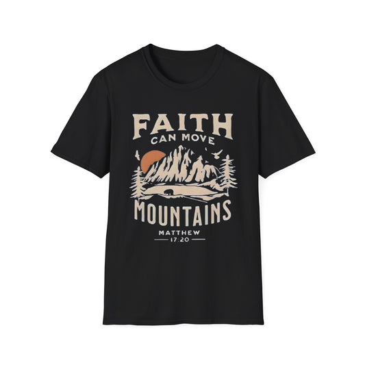 Faith Can Move Mountains T-Shirt — Matthew 17:20 Christian Mountain Graphic Tee