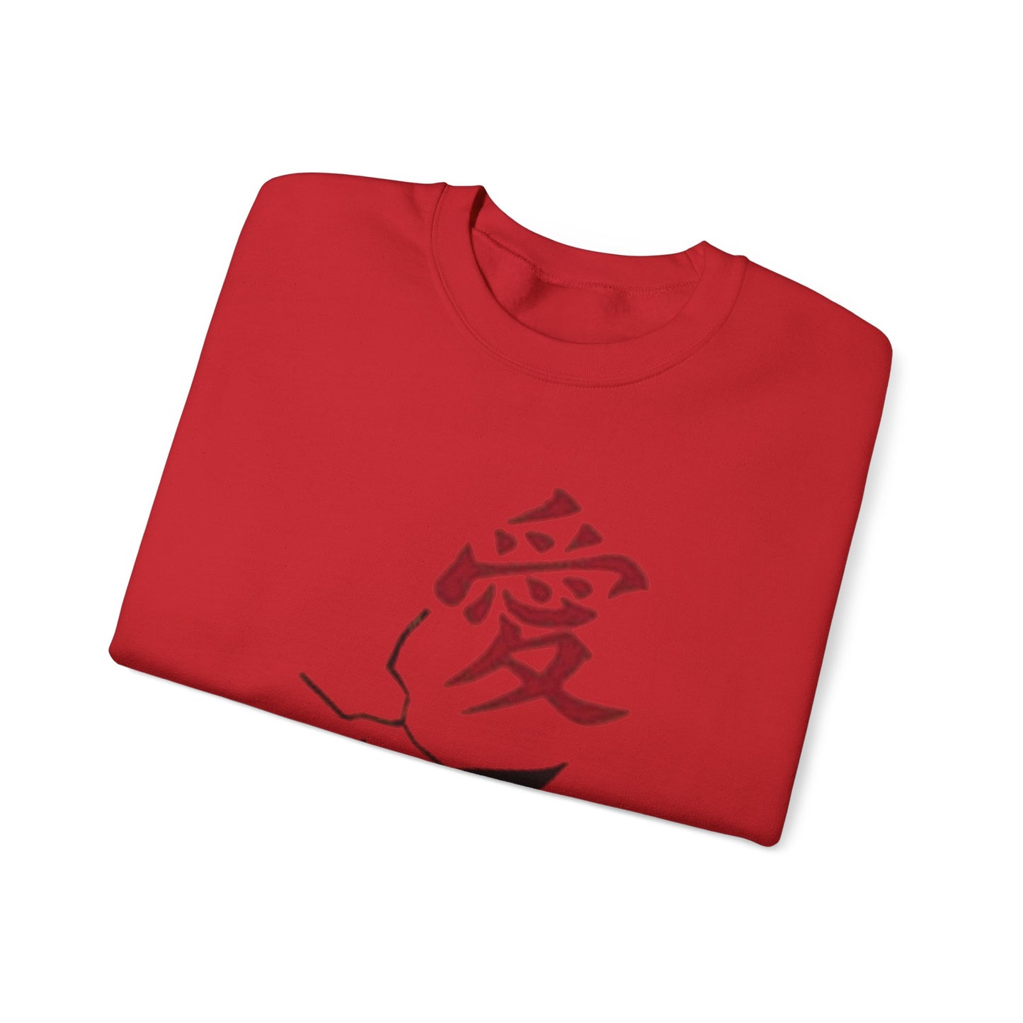 Crewneck Sweatshirt — Anime Boy Portrait with Red Roses Back Print