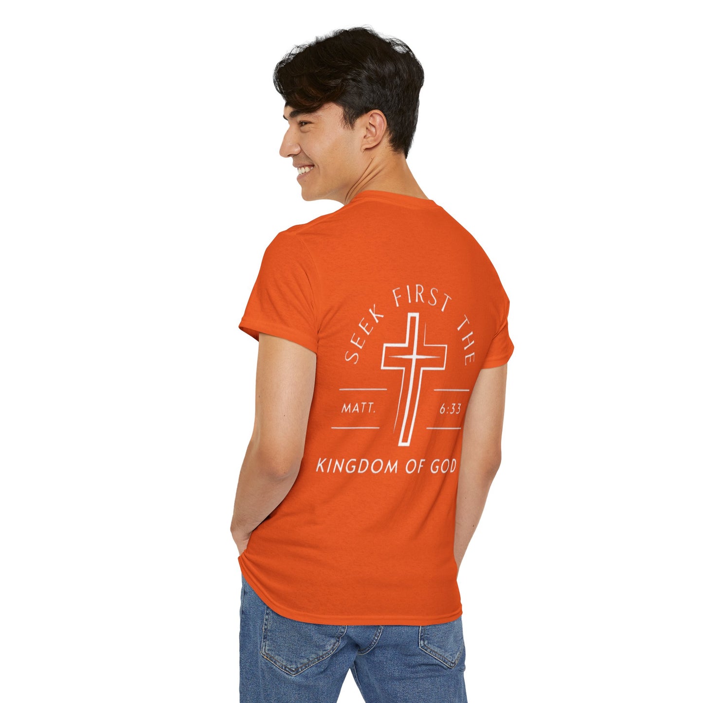 Christian Cross T‑Shirt — "God First" Faith Tee (Kingdom of God)