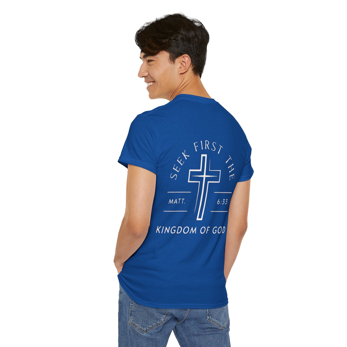 Christian Cross T‑Shirt — "God First" Faith Tee (Kingdom of God)