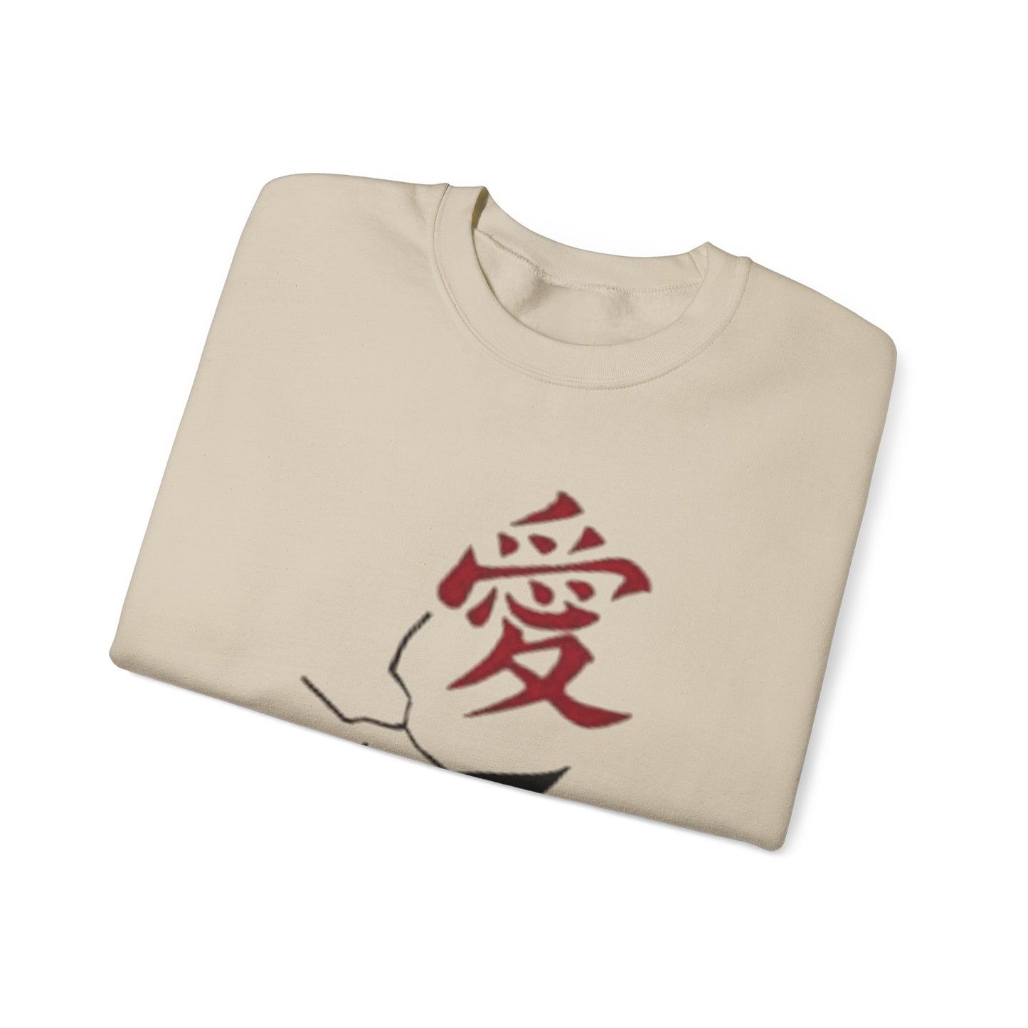 Crewneck Sweatshirt — Anime Boy Portrait with Red Roses Back Print