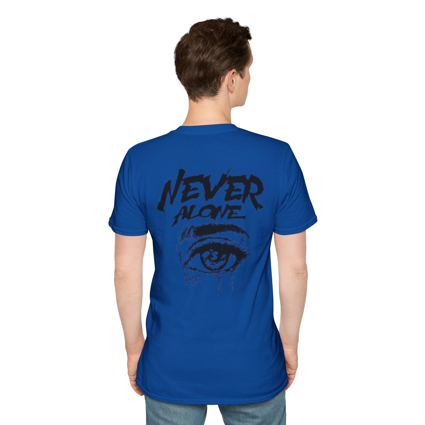 T-Shirt — "Never Alone" Graphic Tee with Forgive Within Script