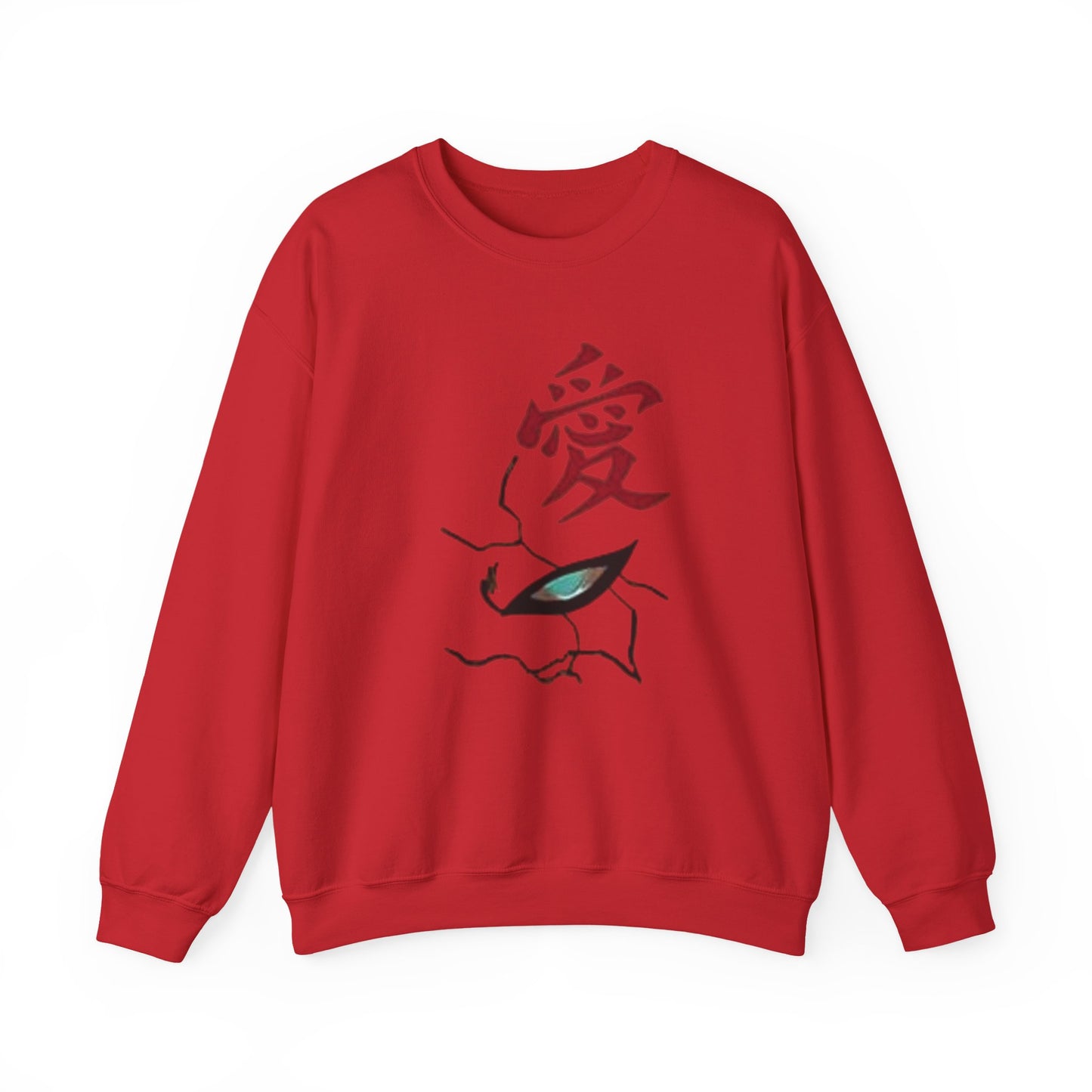 Crewneck Sweatshirt — Anime Boy Portrait with Red Roses Back Print