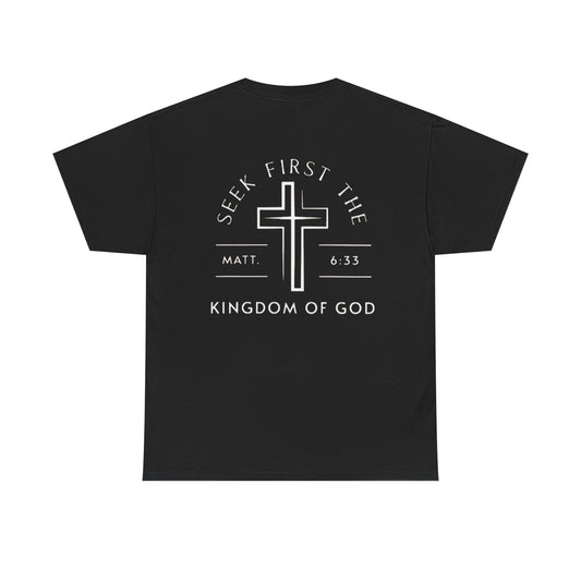 Christian Cross T‑Shirt — "God First" Faith Tee (Kingdom of God)
