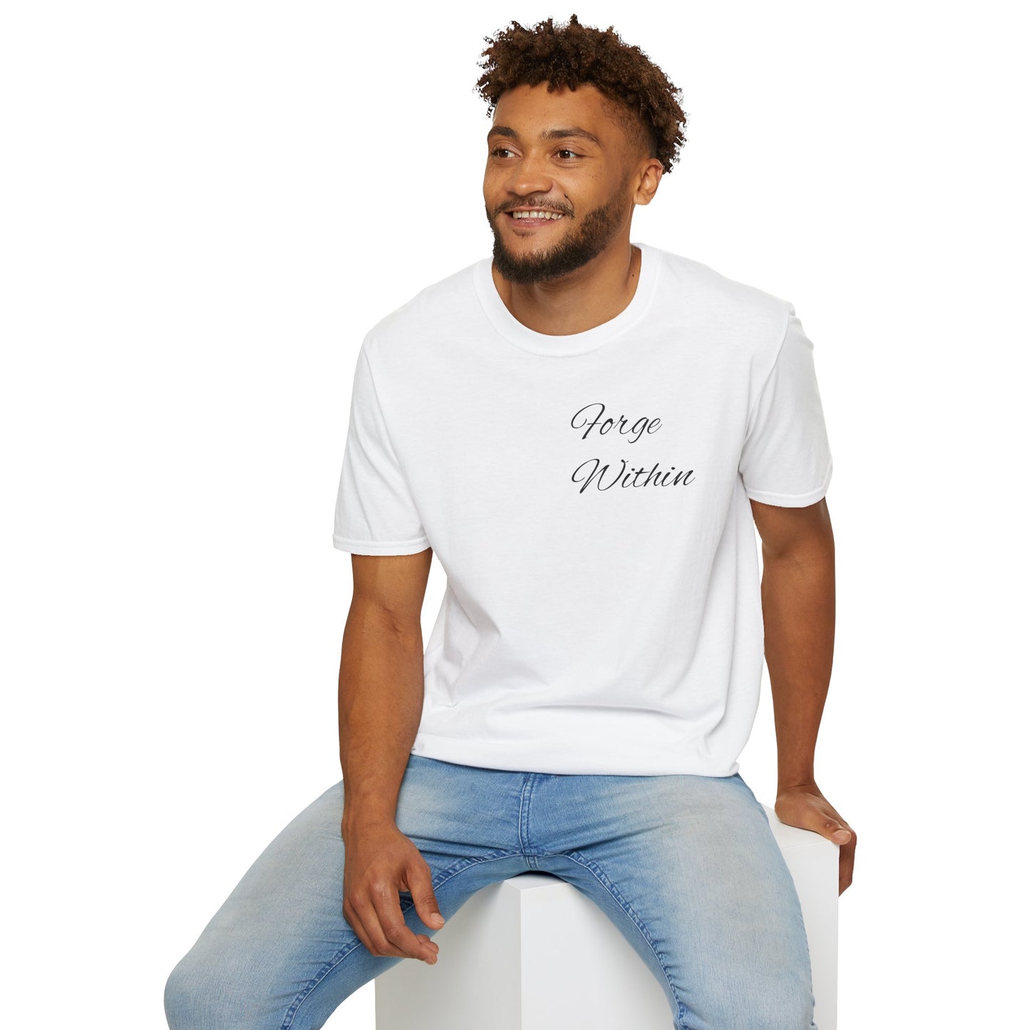 T-Shirt — "Never Alone" Graphic Tee with Forgive Within Script