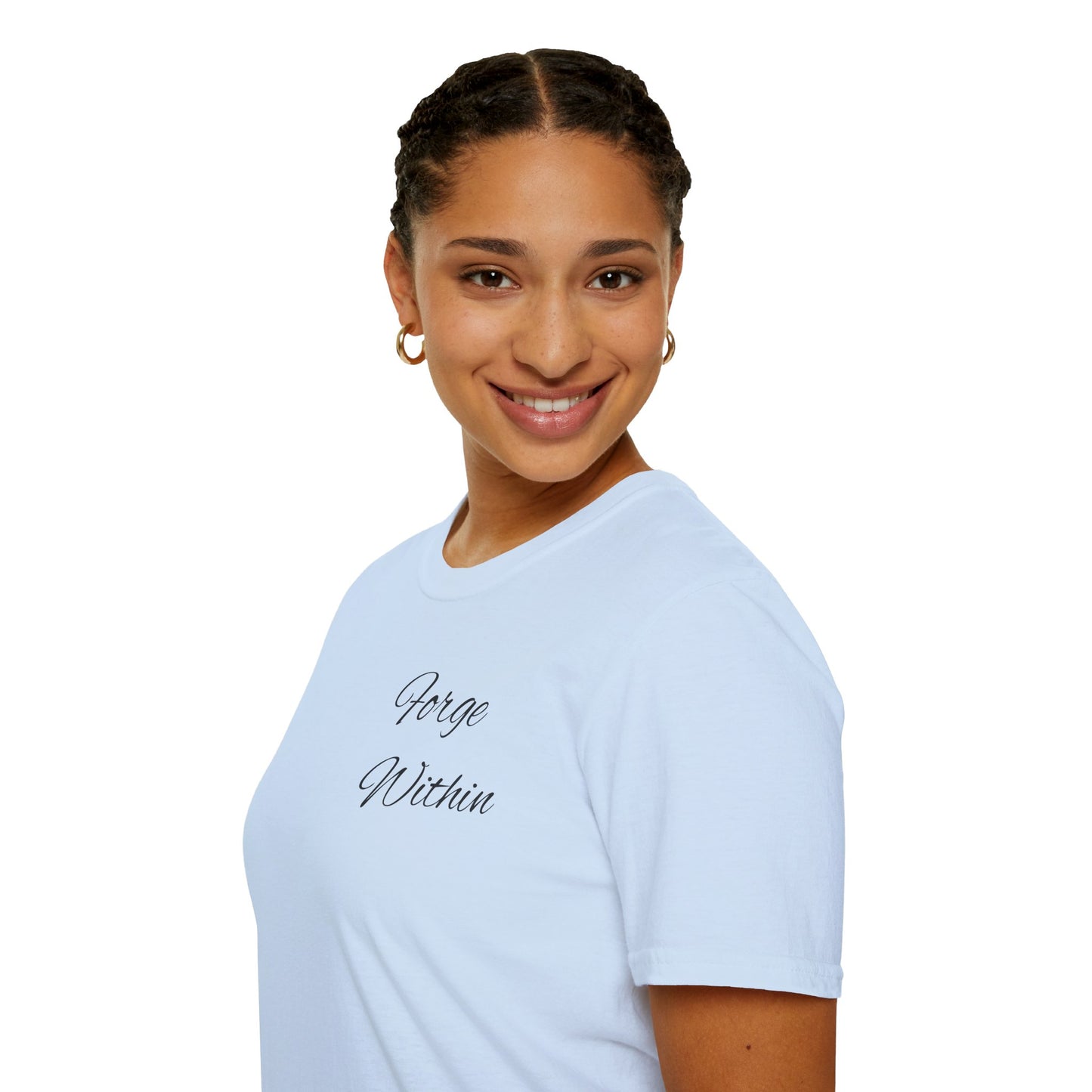 T-Shirt — "Never Alone" Graphic Tee with Forgive Within Script
