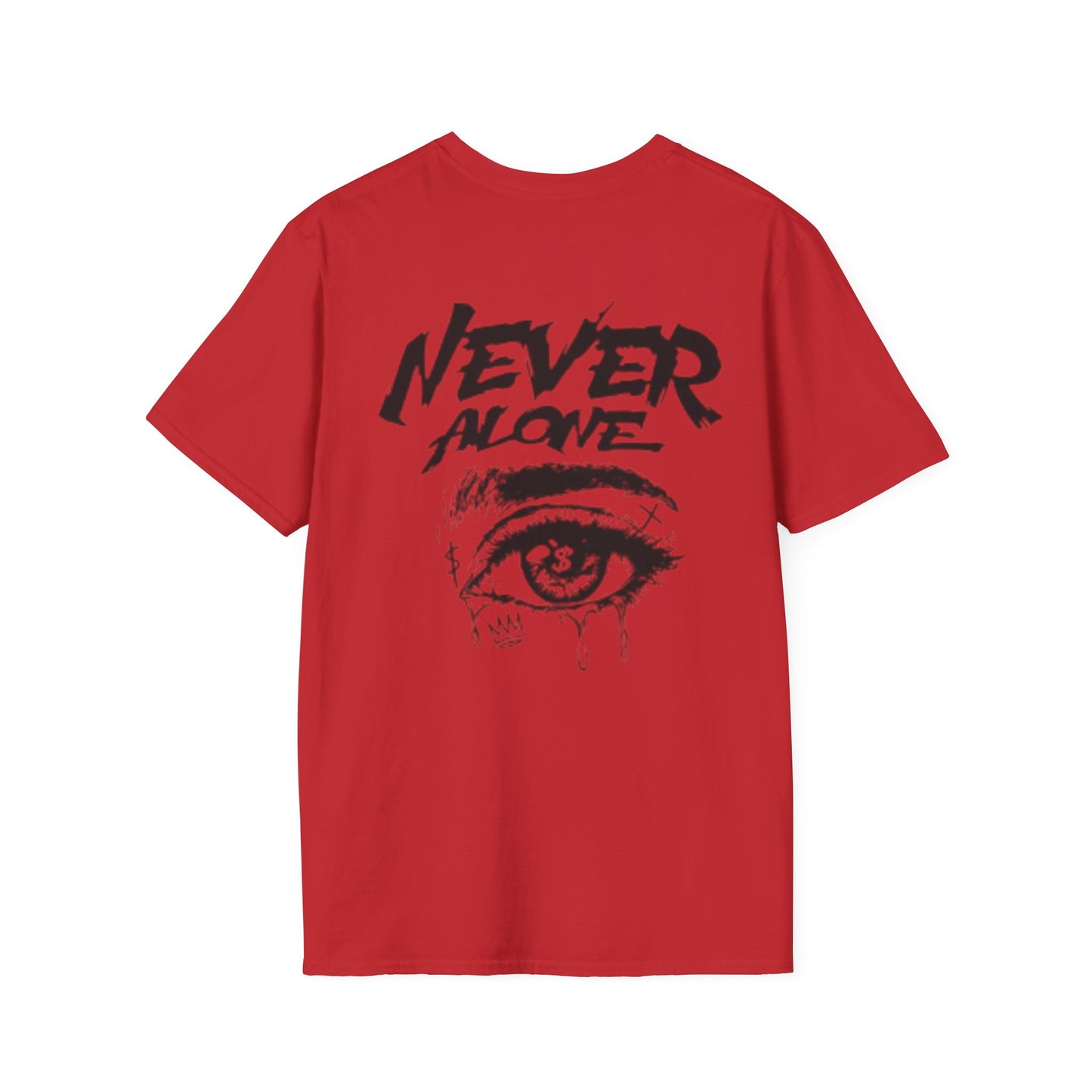 T-Shirt — "Never Alone" Graphic Tee with Forgive Within Script