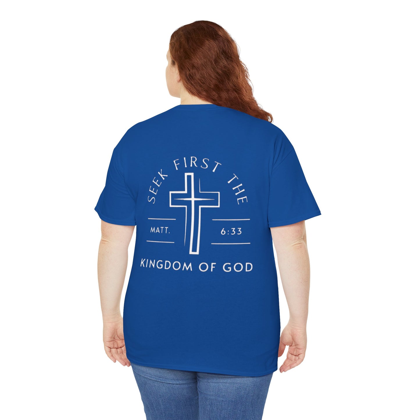 Christian Cross T‑Shirt — "God First" Faith Tee (Kingdom of God)