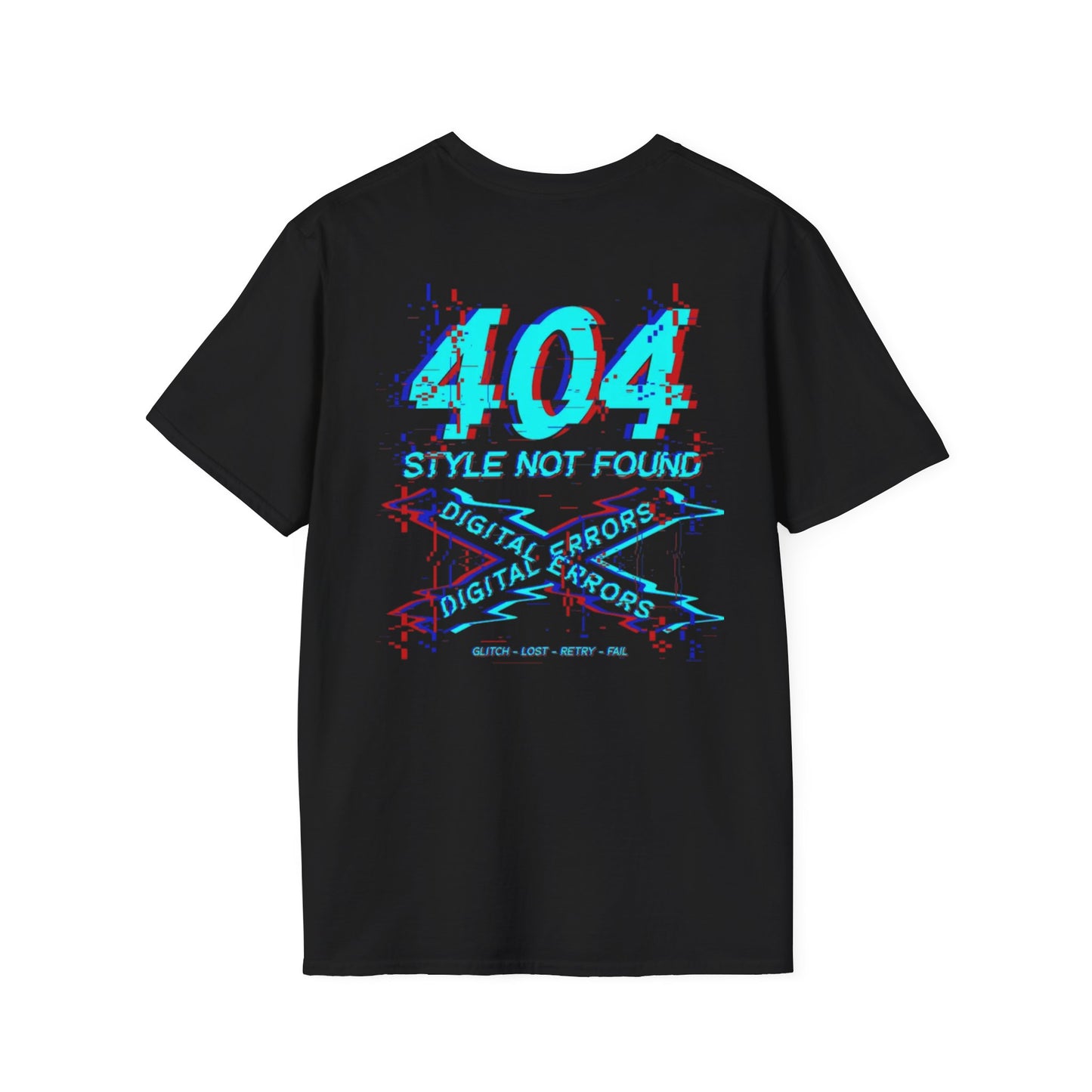 404 Style Not Found Graphic T-Shirt — "Forge Within" Minimal Front / Glitch Tech Back