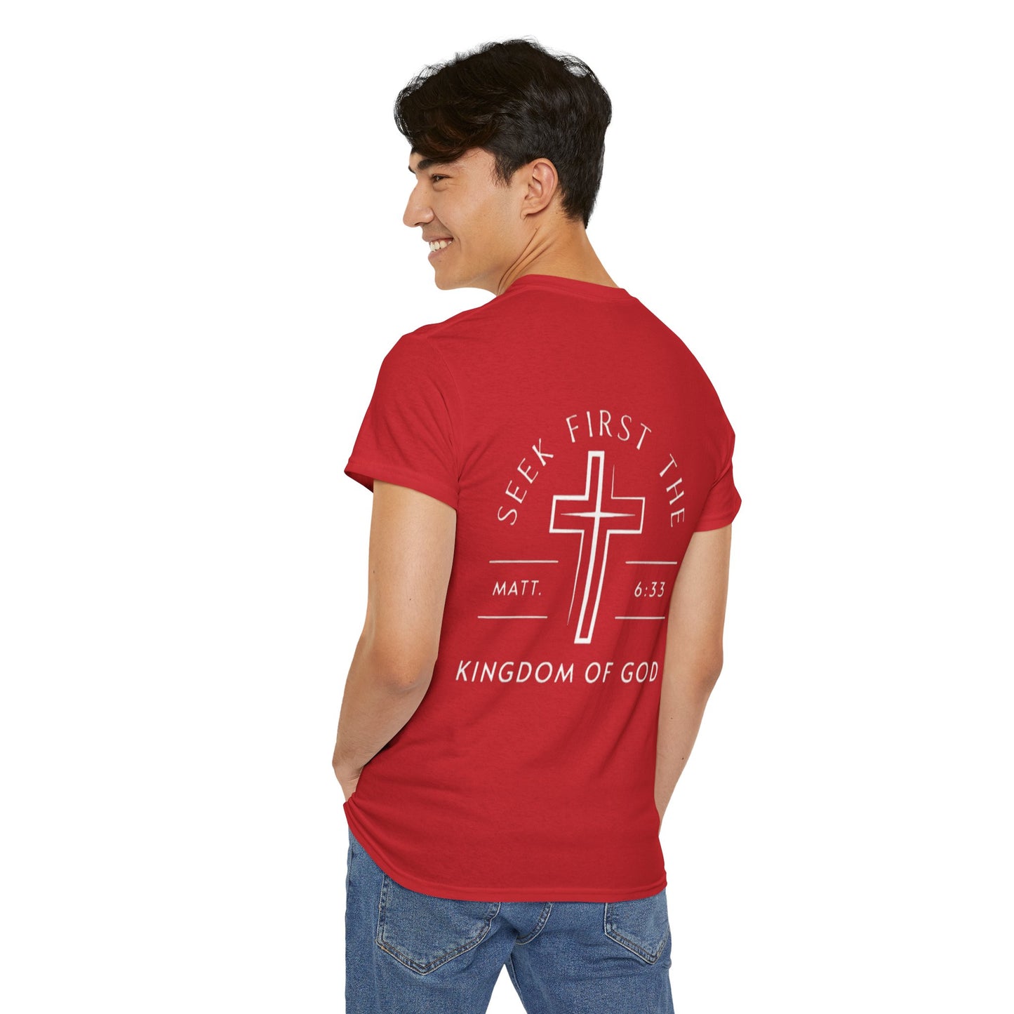 Christian Cross T‑Shirt — "God First" Faith Tee (Kingdom of God)