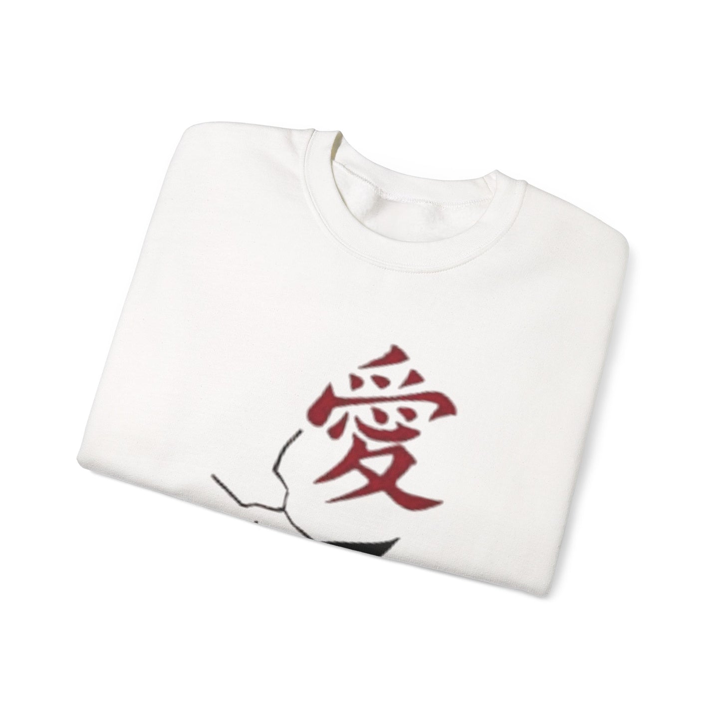 Crewneck Sweatshirt — Anime Boy Portrait with Red Roses Back Print