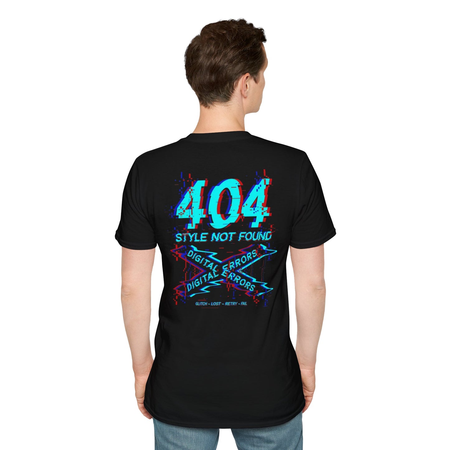 404 Style Not Found Graphic T-Shirt — "Forge Within" Minimal Front / Glitch Tech Back