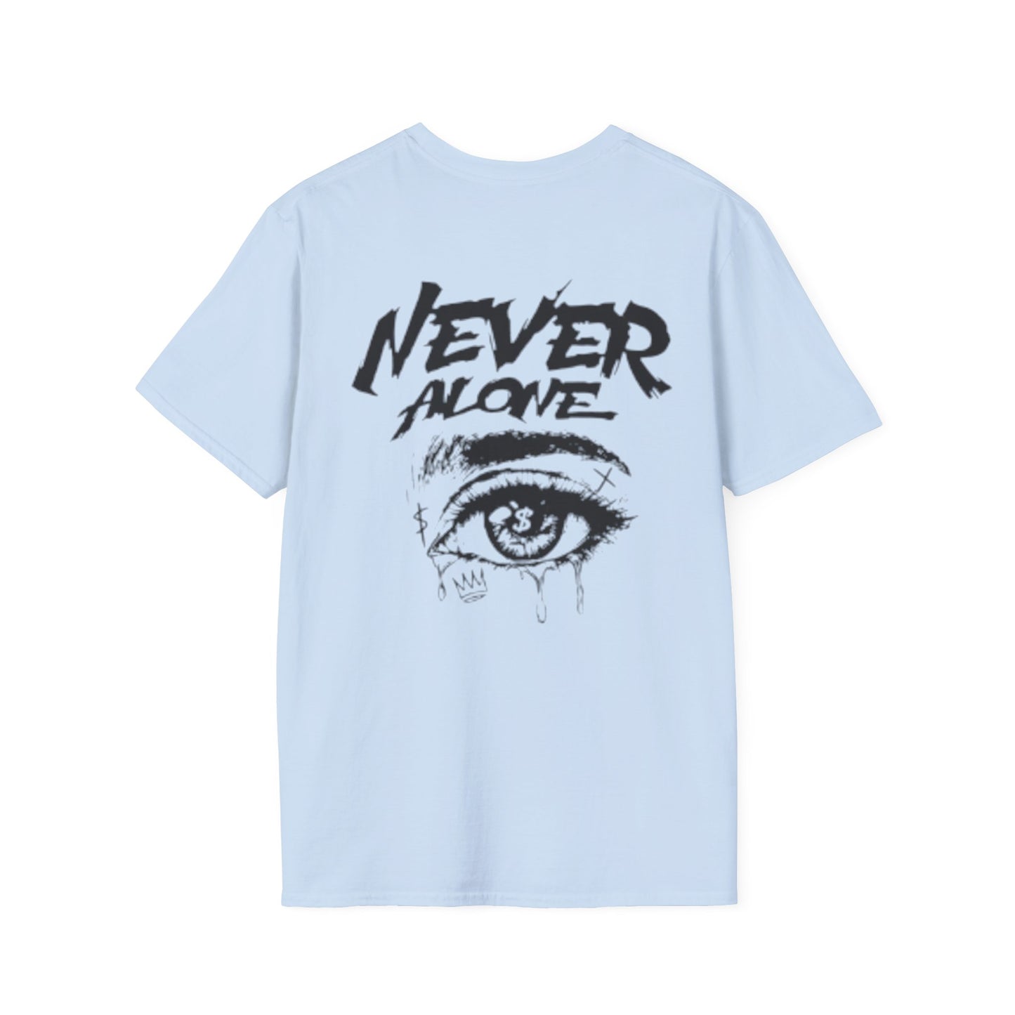 T-Shirt — "Never Alone" Graphic Tee with Forgive Within Script