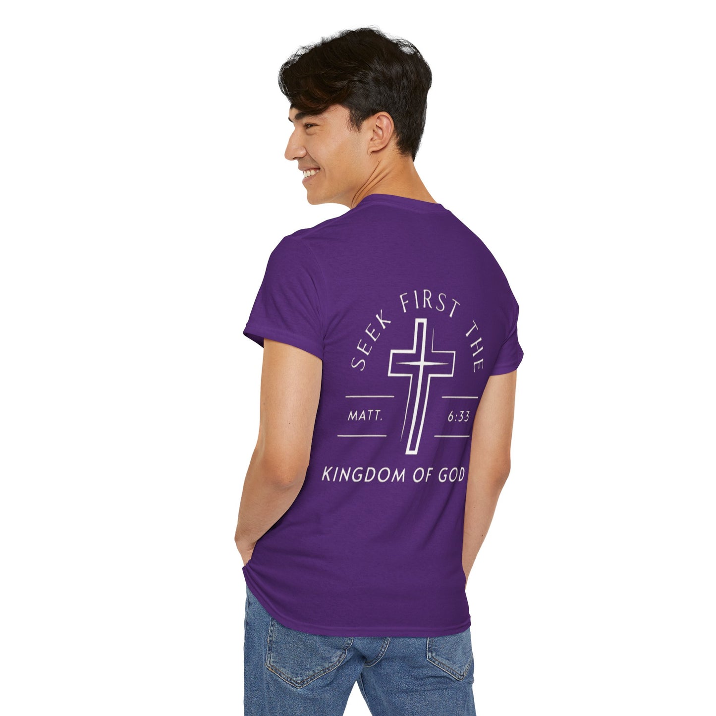 Christian Cross T‑Shirt — "God First" Faith Tee (Kingdom of God)