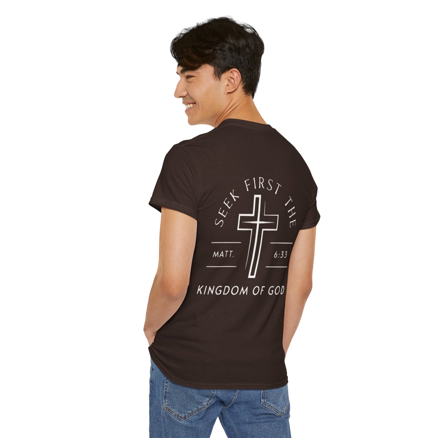 Christian Cross T‑Shirt — "God First" Faith Tee (Kingdom of God)