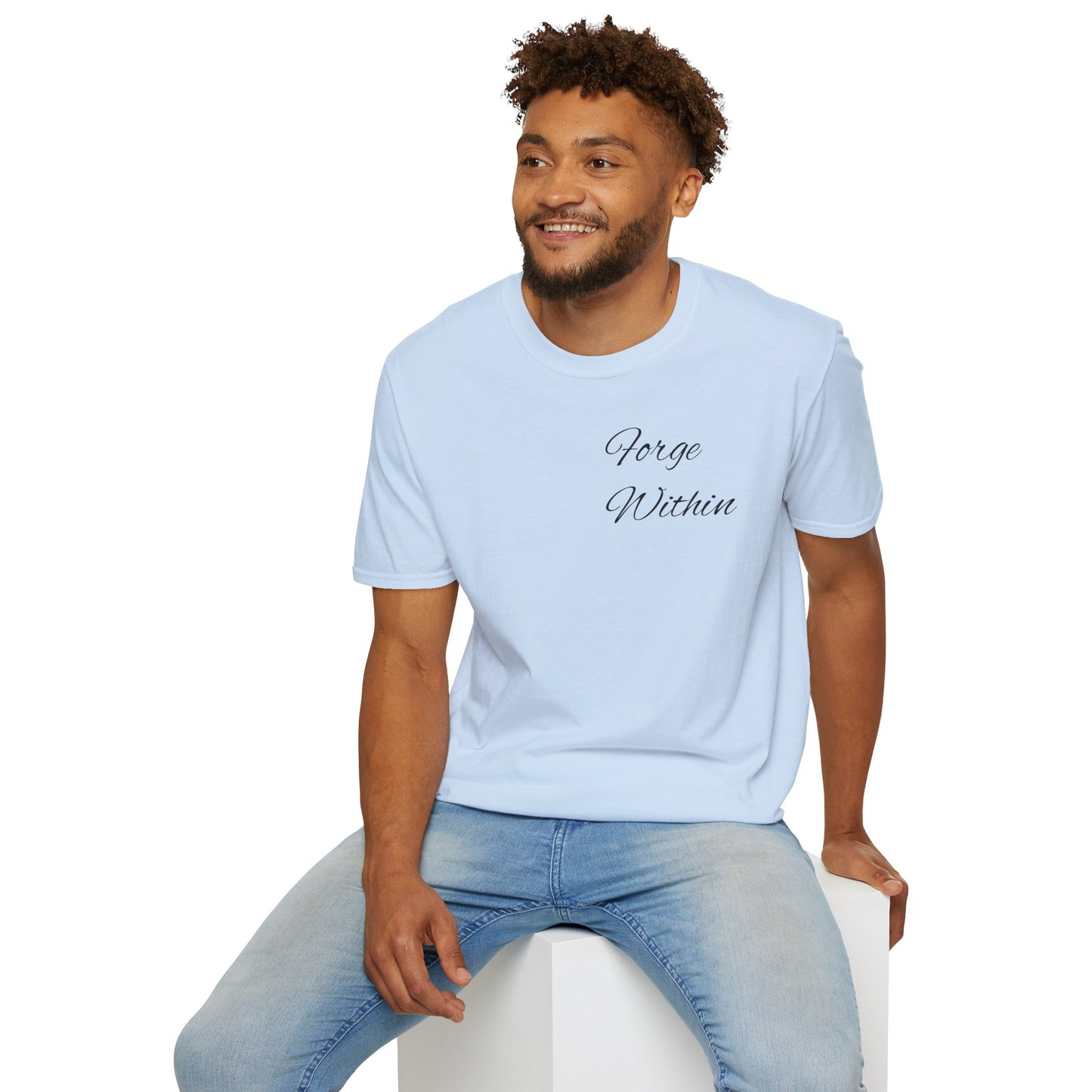 T-Shirt — "Never Alone" Graphic Tee with Forgive Within Script