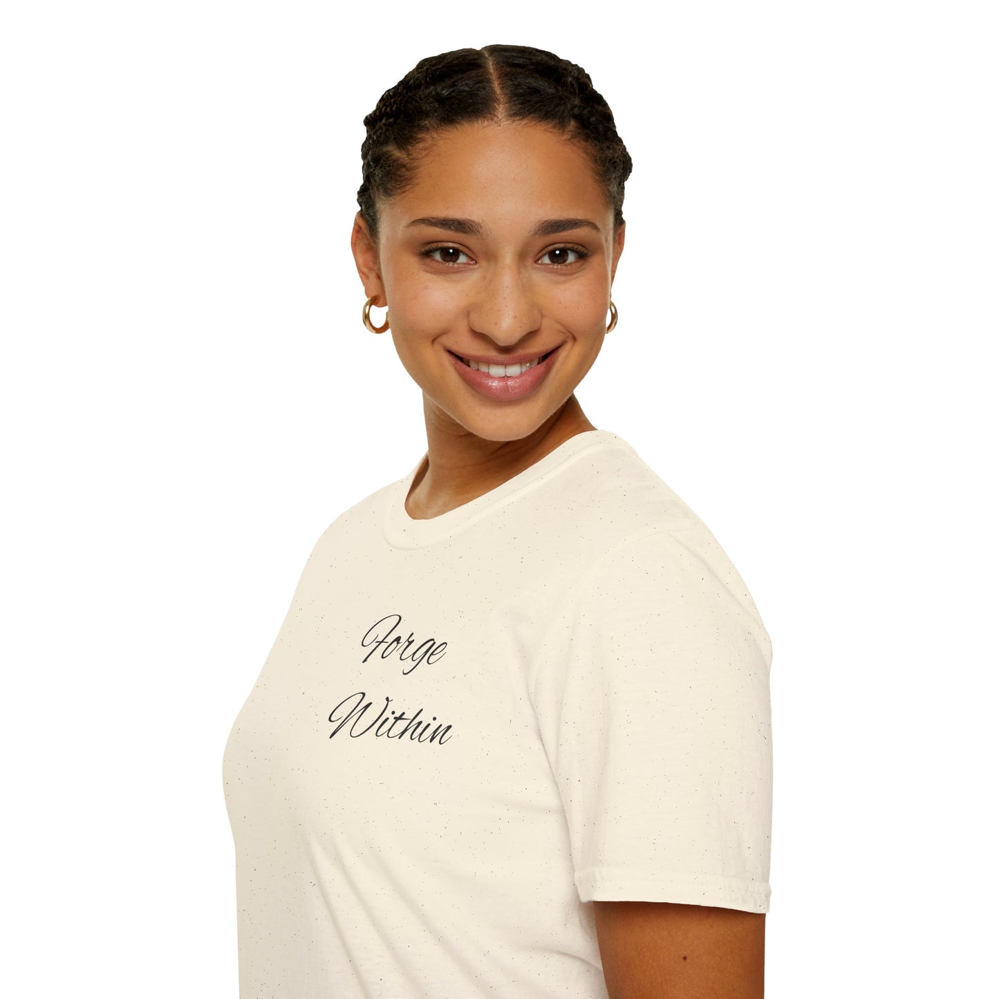 T-Shirt — "Never Alone" Graphic Tee with Forgive Within Script